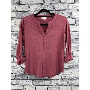 Style & Co. Raspberry Embroidered Shirt